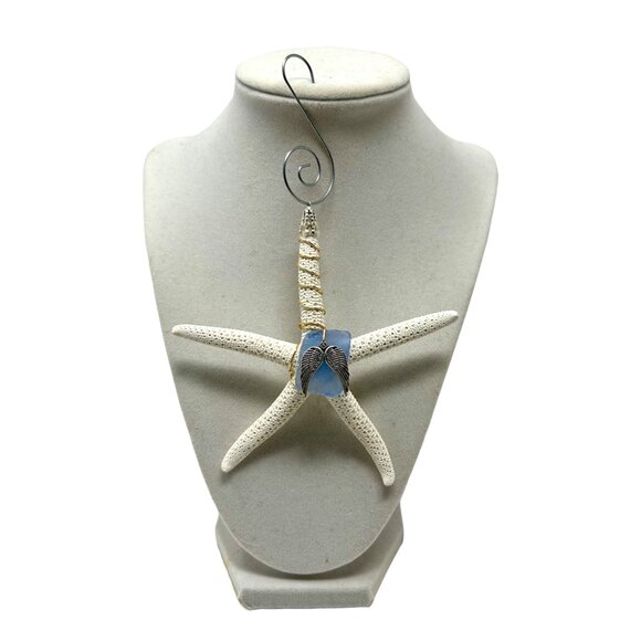 Wire Wrapped Pencil Starfish with Sea Glass Christmas Ornament or‎ Suncatcher - Picture 2 of 4